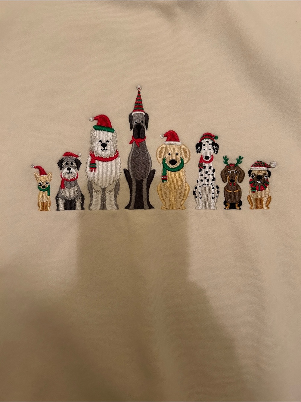 Cream Holiday Crewneck Sweat shirt with Festive Characters   M